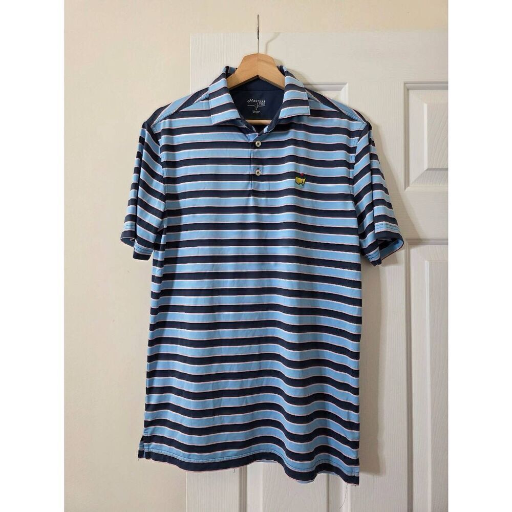 MASTER TECH Blue Striped Short Sleeve Polo S